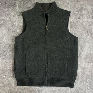 Men's Pendleton Shetland Wool Collection Black Zip Up Sweater Vest Jacket Sz M